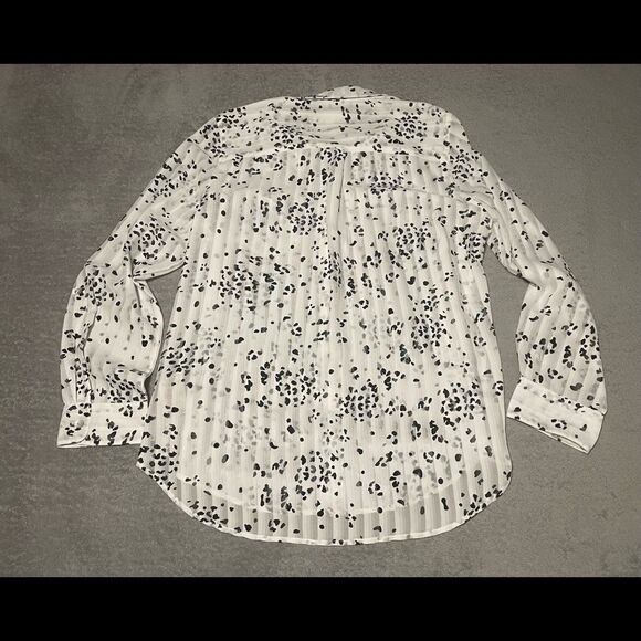 NANETTE Lepore sheer white blouse with black spotted print size M good condition - Picture 2 of 4